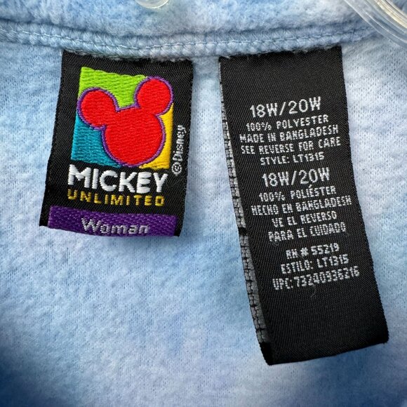 Disney Mickey & Pluto Blue Fleece 1/4 Zip Pullover Women’s 18W/20W Embroidered - Picture 8 of 14
